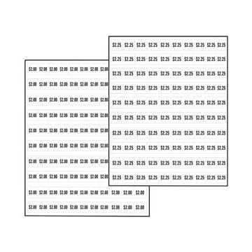 Dixie Narco Model 2145, 5591 price labels sheet 2.00-2.25 cents (NEW)