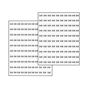 Dixie Narco Model 2145, 5591 price labels sheet 3.00-4.00 cents (NEW)