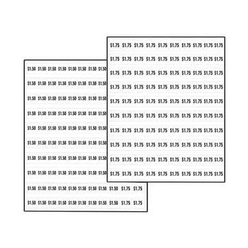 Dixie Narco Model 2145, 5591 price labels sheet 1.50-1.75 cents (NEW)