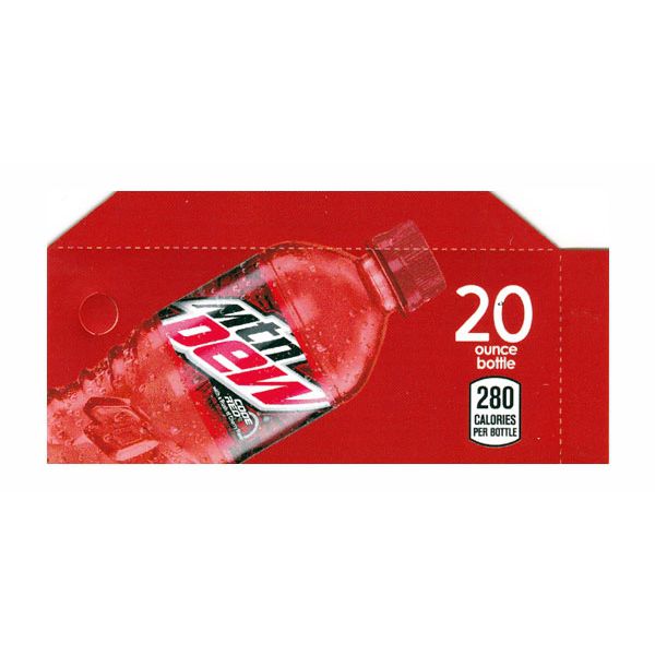 Mtn Dew Code Red small size 20oz bottle flavor strip