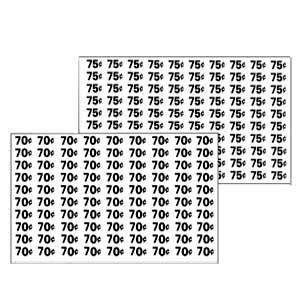 Automatic Products price labels sheet 70-75 cents (NEW)