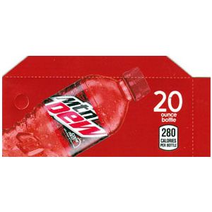 Mtn Dew Code Red small size 20oz bottle flavor strip