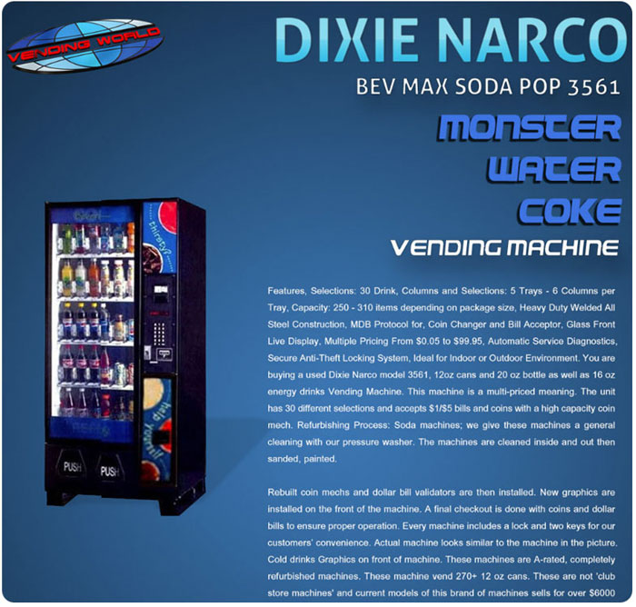 Dixie Narco Model 3561 Bevmax Beverage Machine