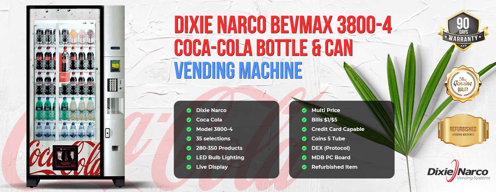 Dixie Narco 3800 Bevmax 4 Drink Machine Coca Cola